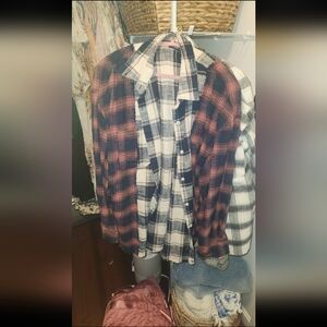 Vici Navy and White Plaid Shirt